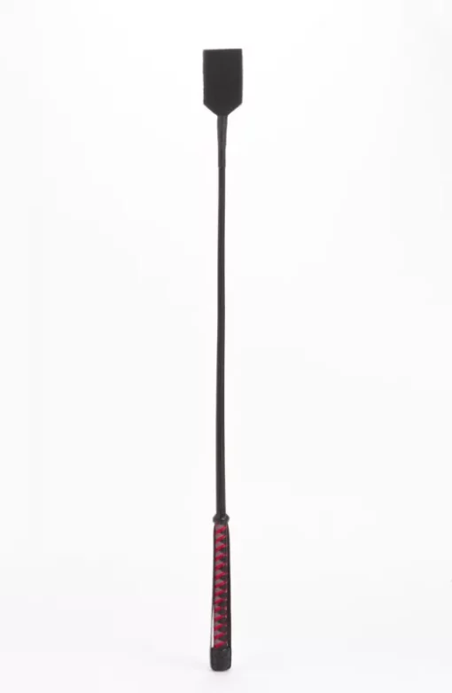 Lovaglópálca Nylon stick with neon strip and goat kid leather handle nubuck leather black