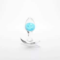 Kis méretű szilikon plug kék üveg gömbbel Cosmic Glams small blue