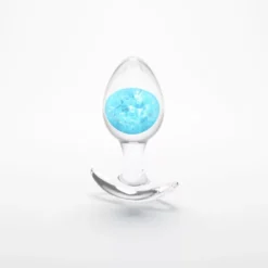 Közepes méretű szilikon plug kék üveg gömbbel Cosmic Glams medium blue