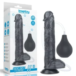 Ejakuláló fekete herés dildó 27,5 cm 11'' Squirting Dildo