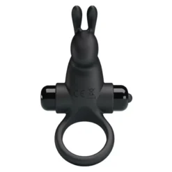 Péniszgyűrű vibrációval, nyuszi – Vibrant Penis Ring Black 1