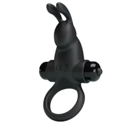 Péniszgyűrű vibrációval, nyuszi – Vibrant Penis Ring Black 1