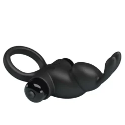 Péniszgyűrű vibrációval, nyuszi – Vibrant Penis Ring Black 1