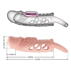 Rezgő péniszhosszabbító herepánttal, 14cm. – Cecilia hüvely 1