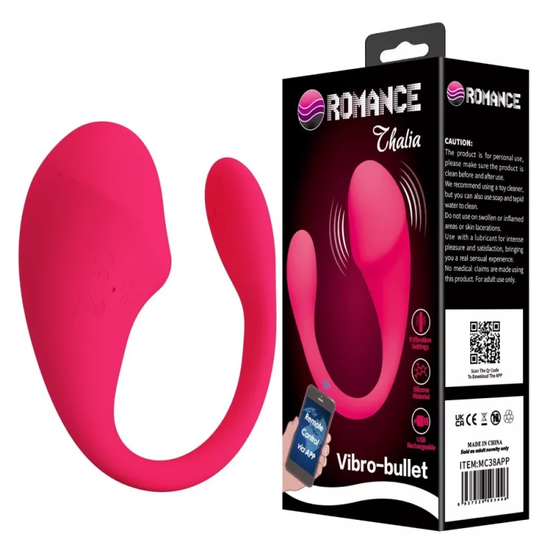 Mini vibrátor APP Control BULLET, Multi Programs, 9 Functions of Vibration, Fully Silicone, USB rechargeable, Waterproof