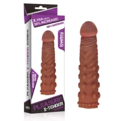 Péniszhosszabbító stimuláló felülettel, 18cm. – Pénisz hüvely barna
