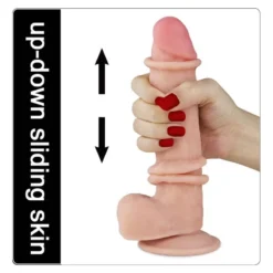 Pénisz dildó herékkel, csúsztassa a bőrét, 20 cm. – Csúszó bőr