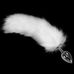 Fém anális dugó farokkal, 8,5 cm. – Fém anális farok fehér