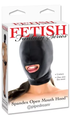 Spandex Open Mouth Hood fekete