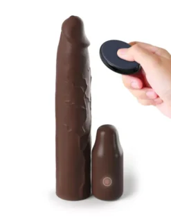 22,9 cm Sleeve Vibrating 7,6 cm dugó w/Remote Brown
