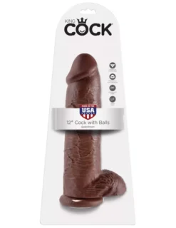 Dildó 30,5 cm Cock with Balls Brown