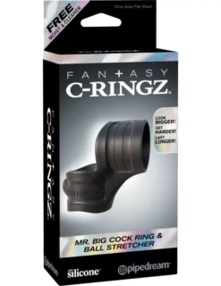 Péniszgyűrű Mr. Big Cock Ring And Ball Stretcher fekete